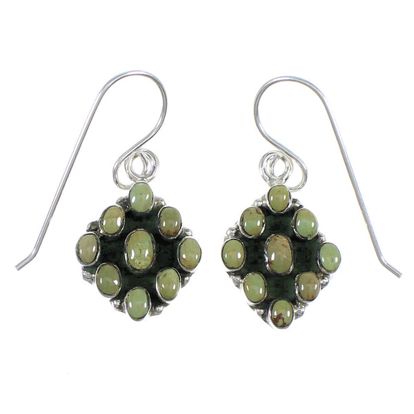 Authentic Sterling Silver Turquoise Southwestern Hook Dangle Earrings QX69297